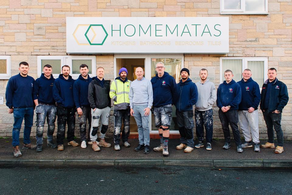 The Homematas team outside the Bamber Bridge showroom
